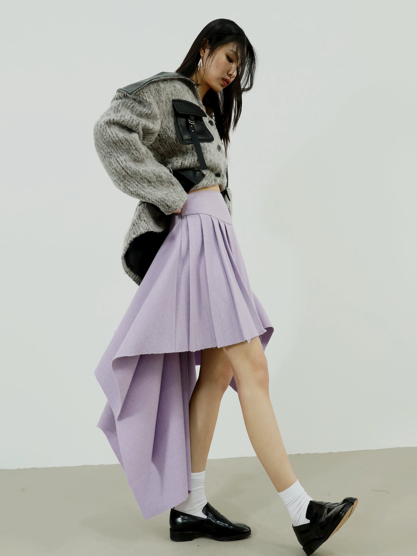 Orchid Purple White Fleece Tuxedo Skirt