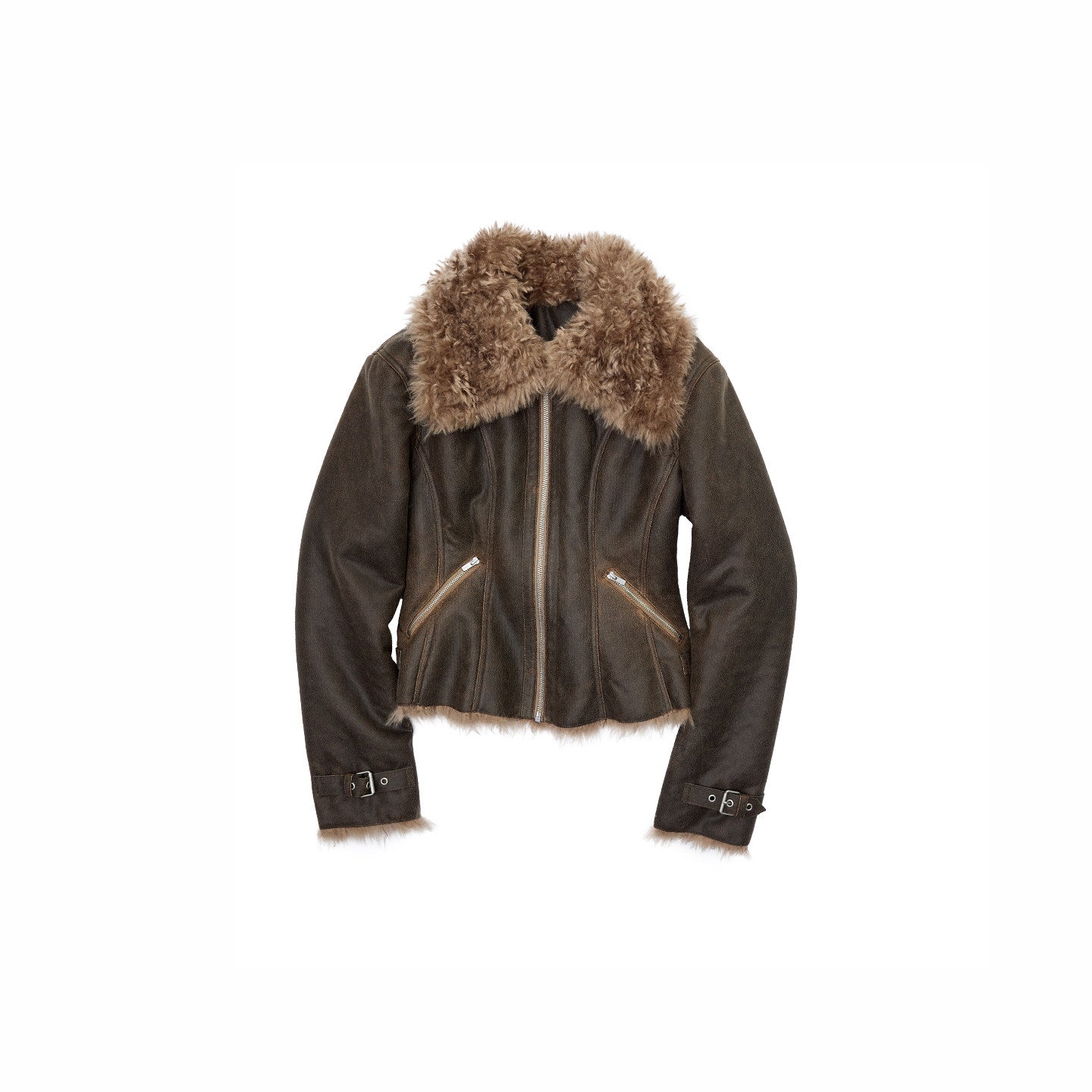 Fur-Lined Vintage Washed Jacket