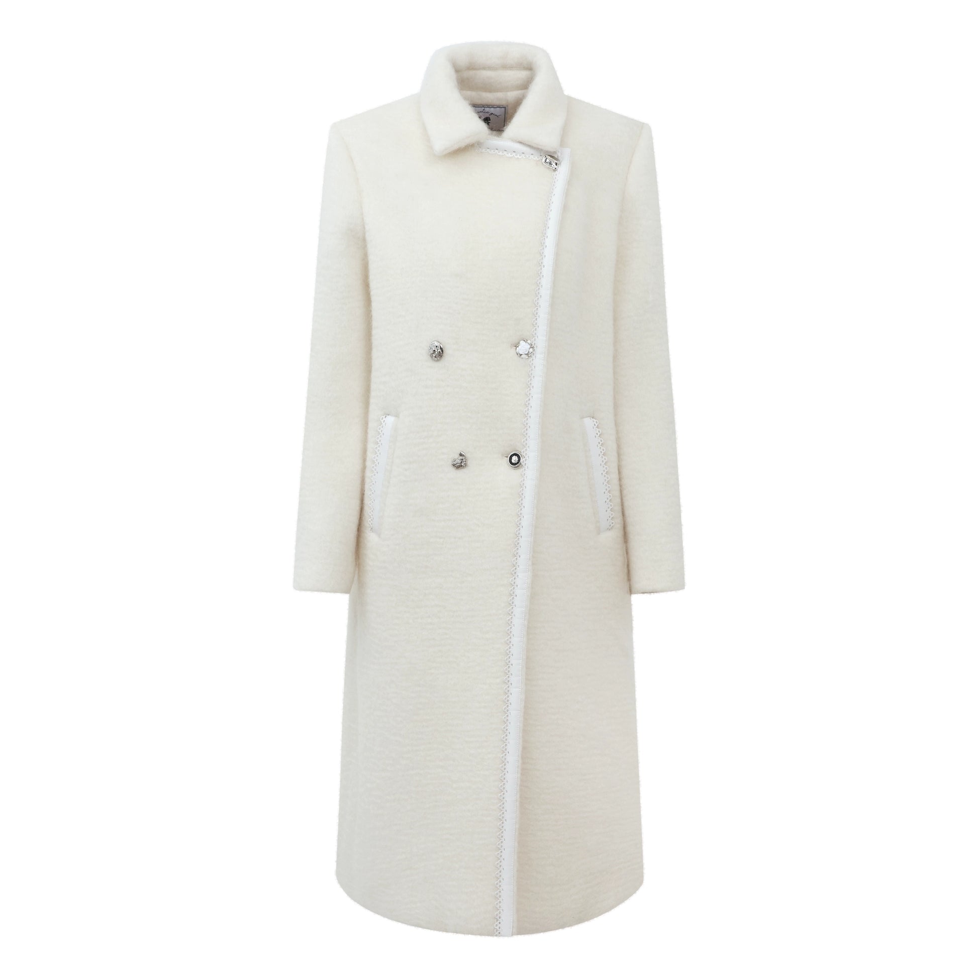 Wool White/Grey Long Coat