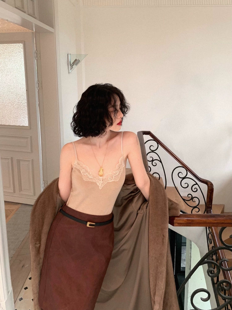 Semi-Saccharide Lace Stitched Camisole – Sexy Base Layer