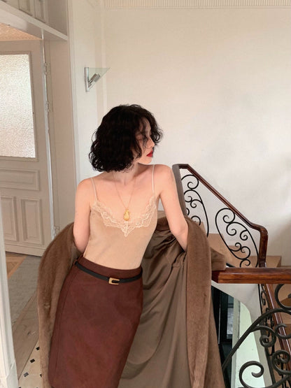 Semi-Saccharide Lace Stitched Camisole – Sexy Base Layer