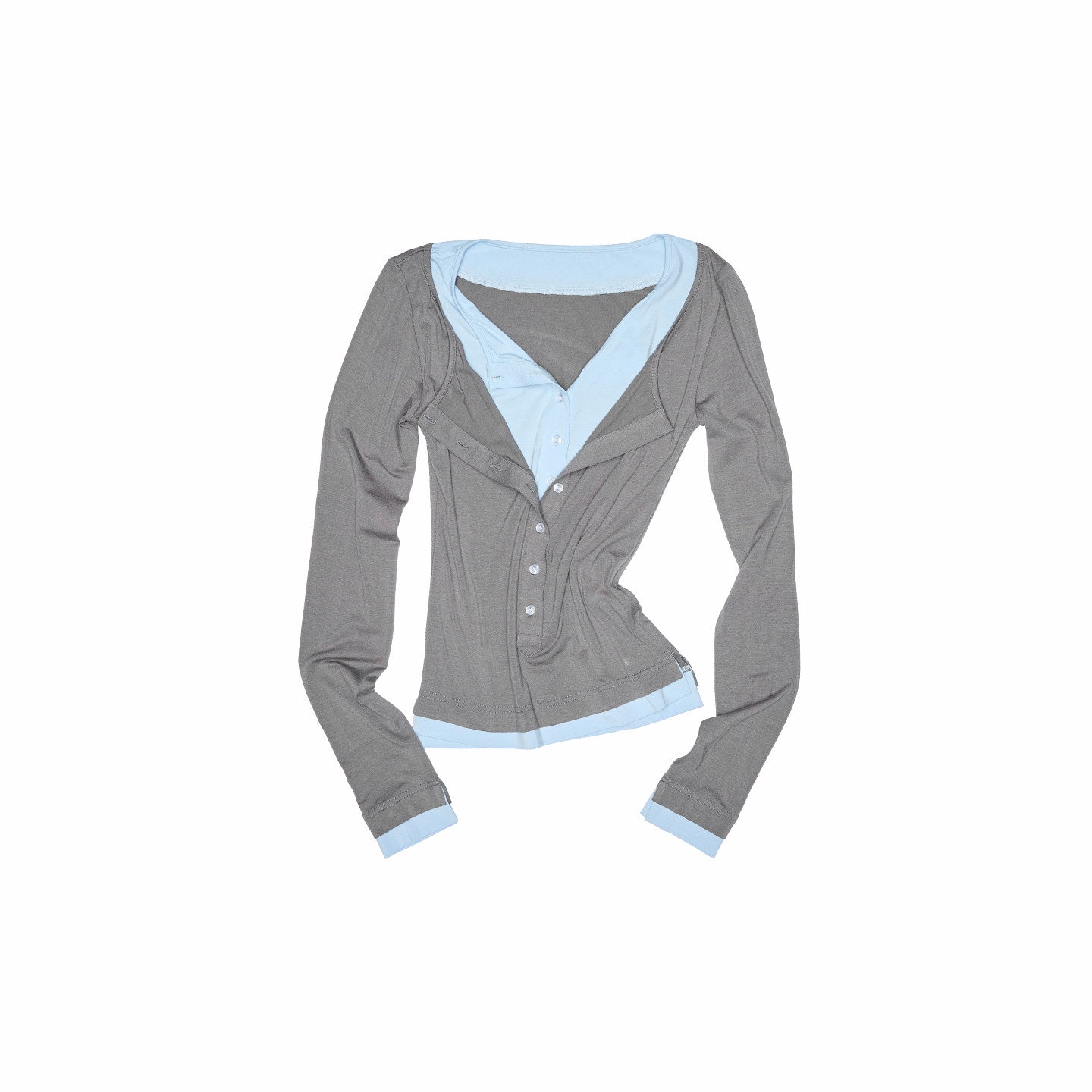 Color-Block Henley Long Sleeve Tee