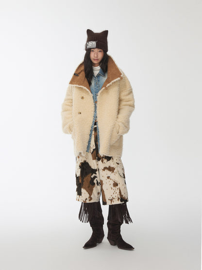 Stand-Collar Reversible Fur Coat