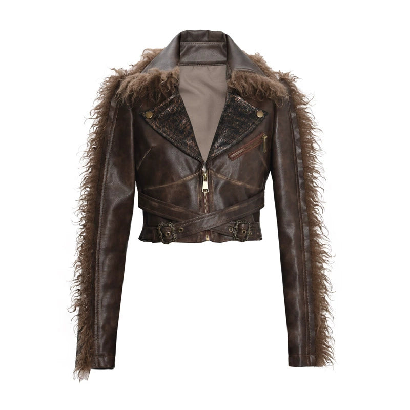 Exile Trip PU Leather Motorcycle Jacket for Halloween