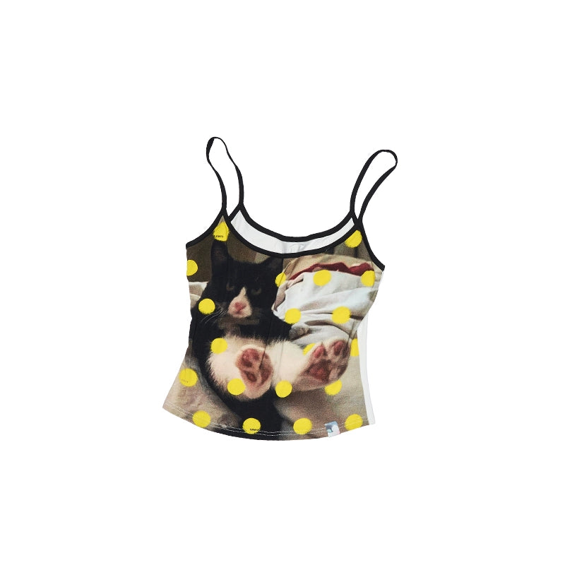 Animal Print Polka Dot Camisole – Slim-Fit Sleeveless Bolero Top