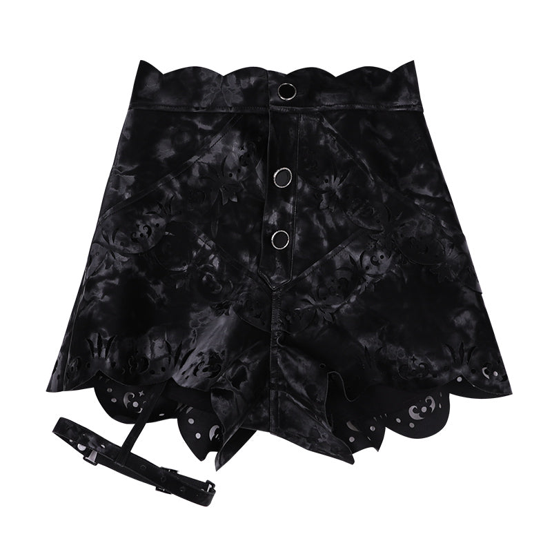 Floral Blaze Leather Shorts