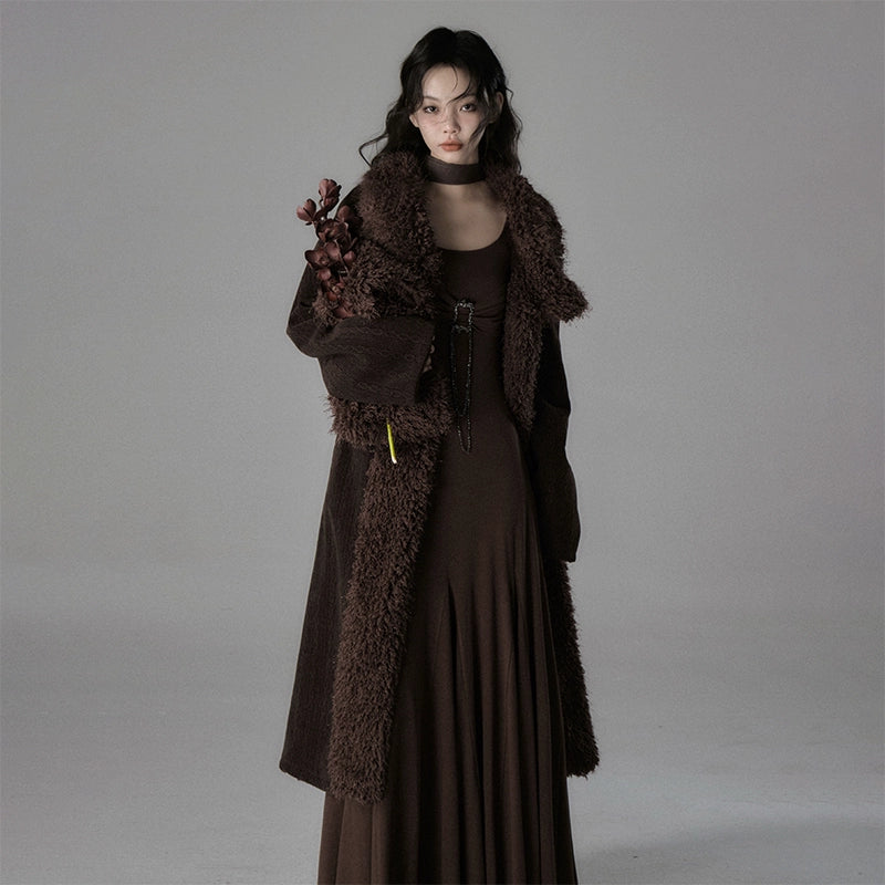 Sandalwood Fragrance Mid Length Plush Corduroy Coat