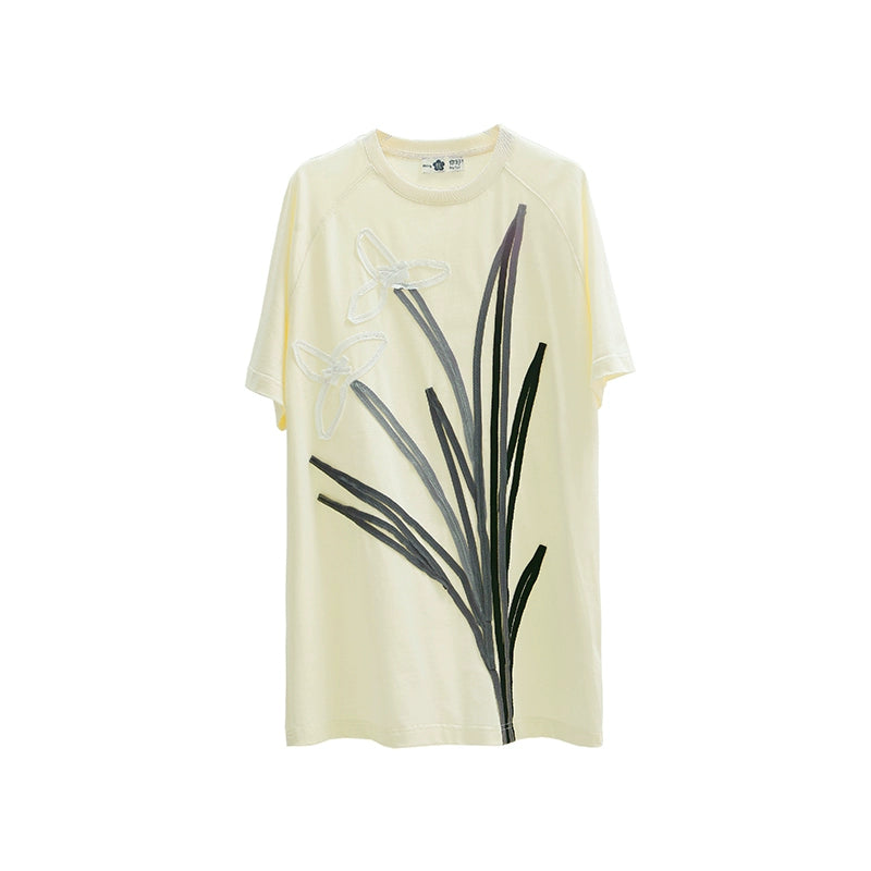 Cream Iris Ramoidery T-shirt a manica corta