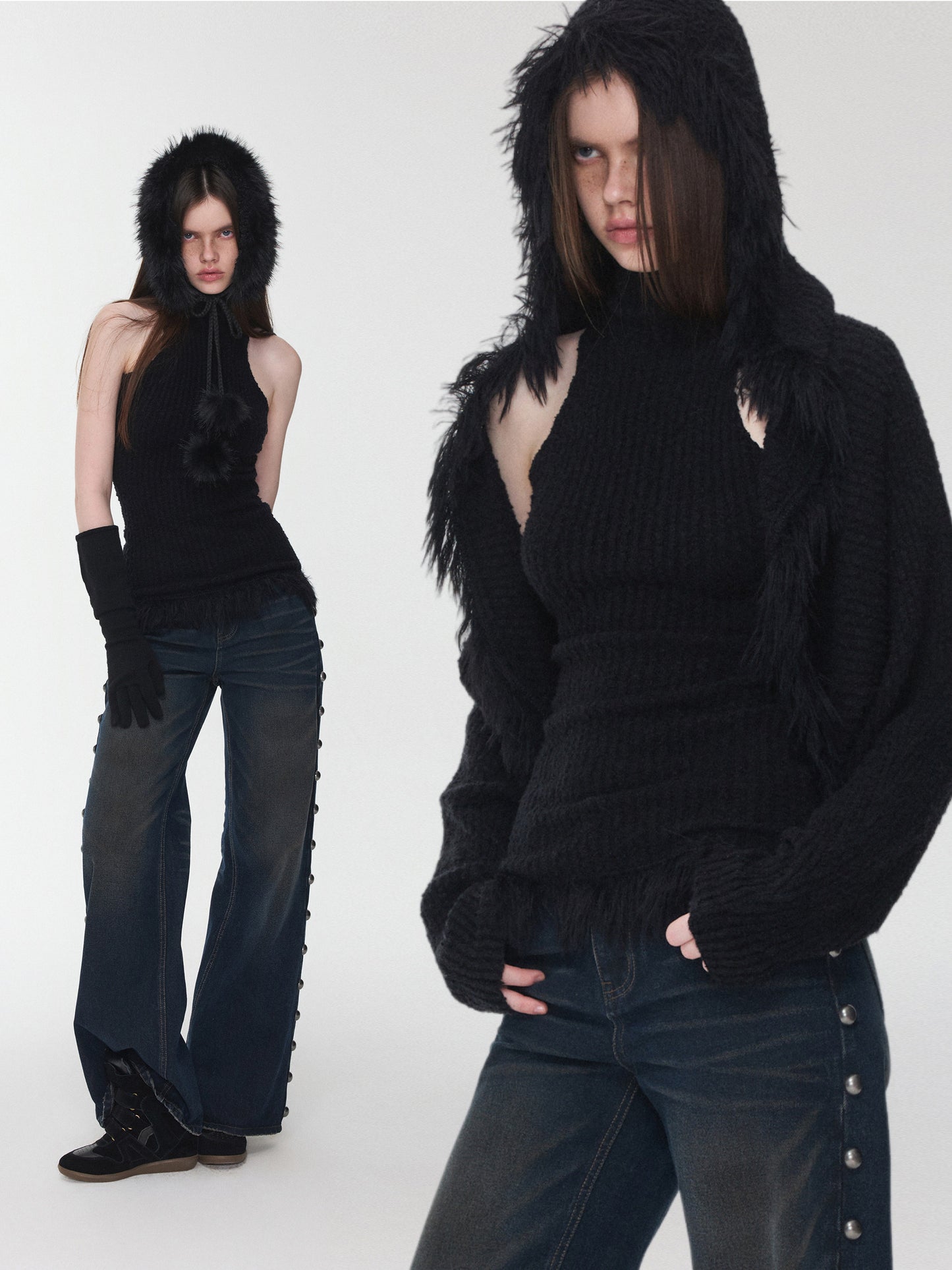 Faux Mink Tassel Knit Vest