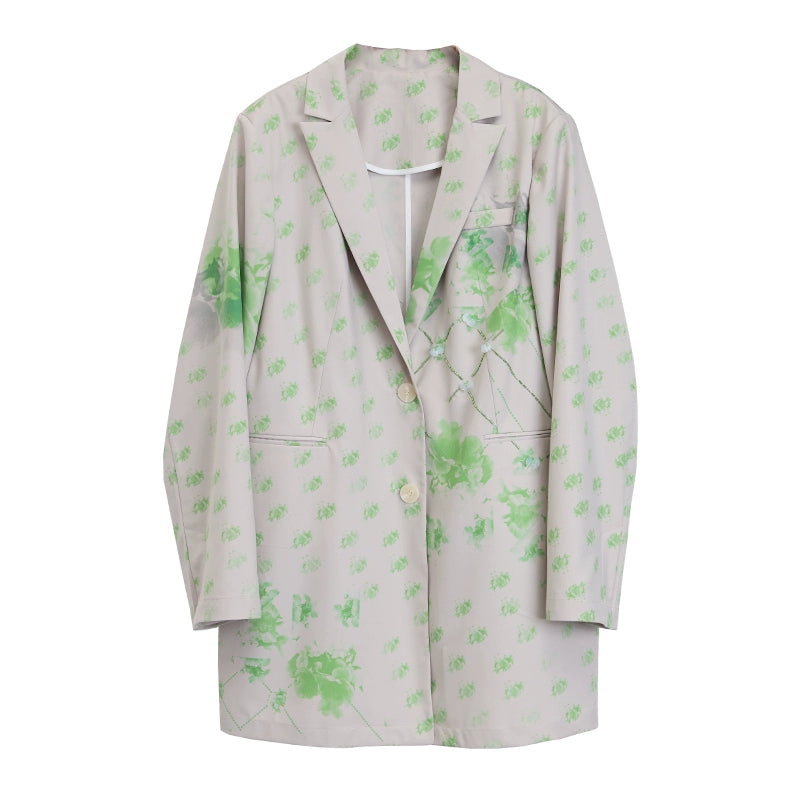 Original Green Printed Beaded Thin Jacket Z104