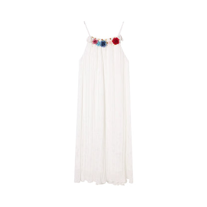 [Watching Flowers in the Mist] Seaside Vacation Dress - Summer Heavy-Duty Folded Strap Skirt