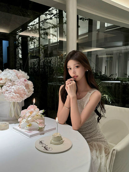 Winter Engagement Slip Dress – Elegant Luxe Bridal Birthday Gown