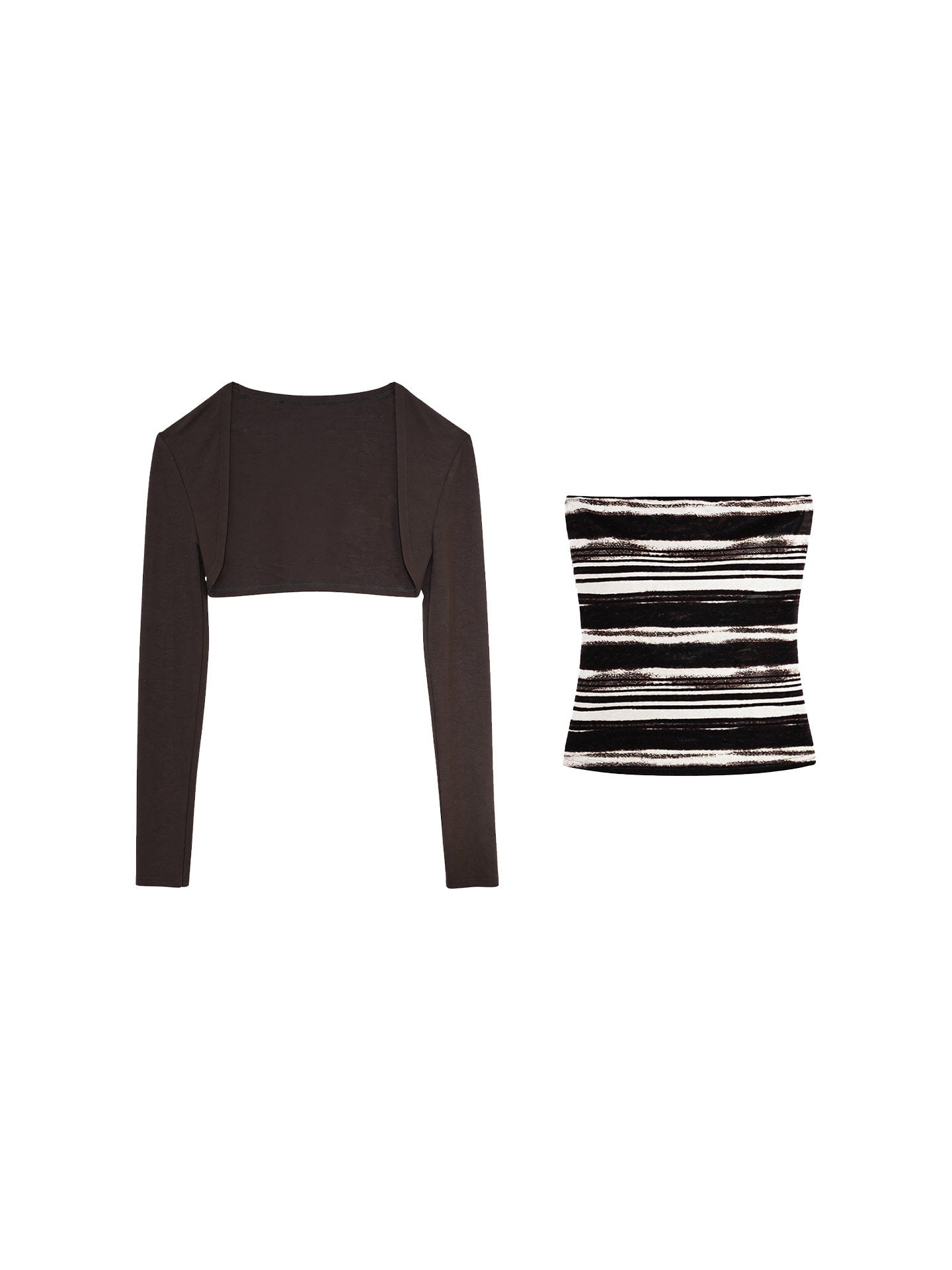 Weaving Shore Striped Cardigan & Bandeau Set