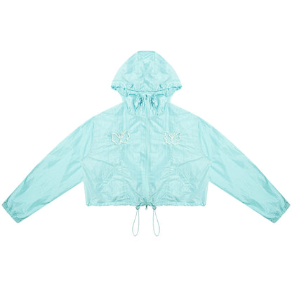 Butterfly Embroidered Thin Hooded Jacket | Summer Retro Sunscreen Design