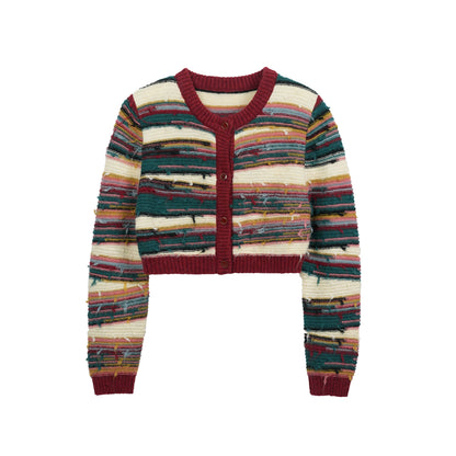 Striped Contrast Knit Cardigan