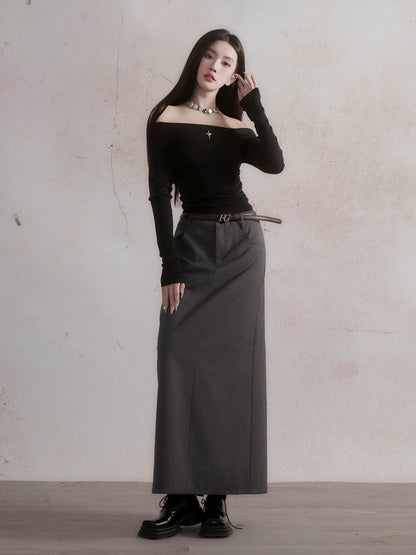 Casual Classic Suit Skirt Long Straight