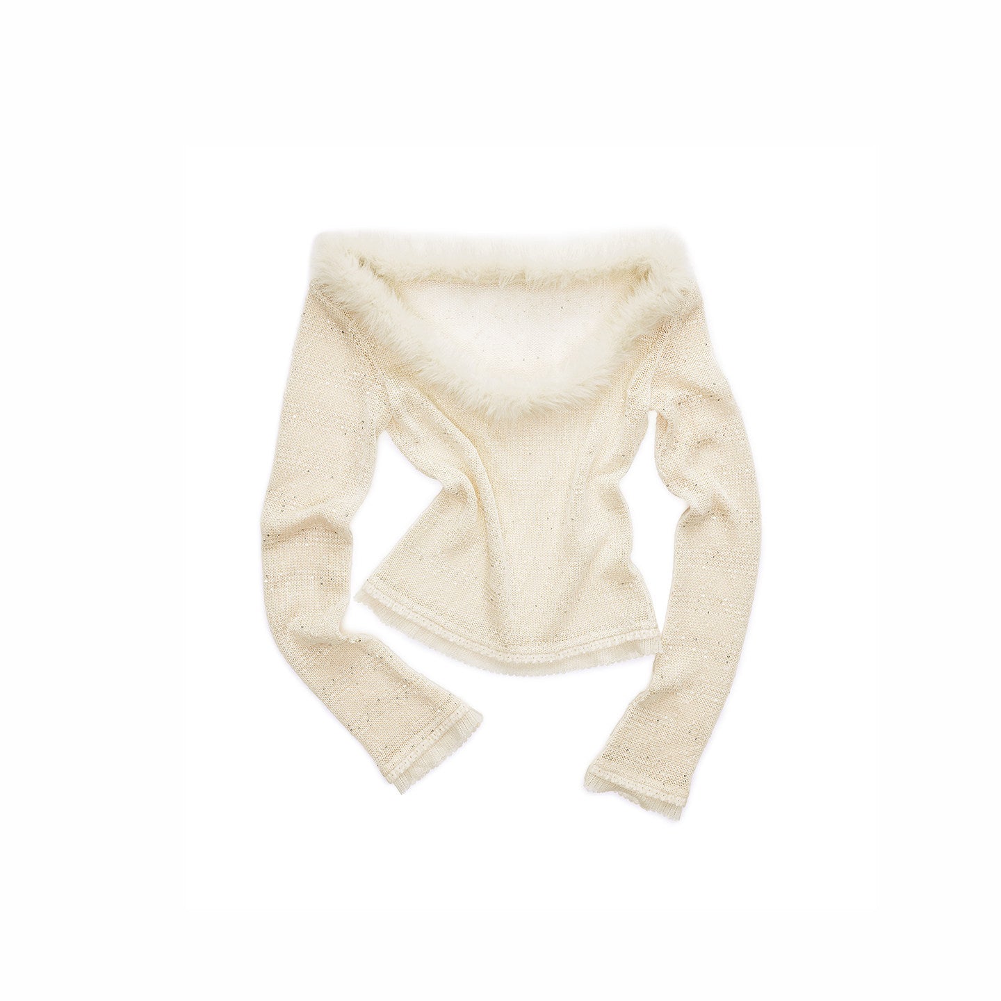 Fur Collar Sequin Knit Top