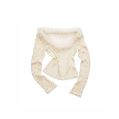Fur Collar Sequin Knit Top