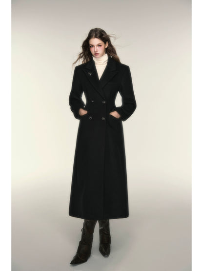 Hourglass Waist Fleece Long Coat - French Luxury