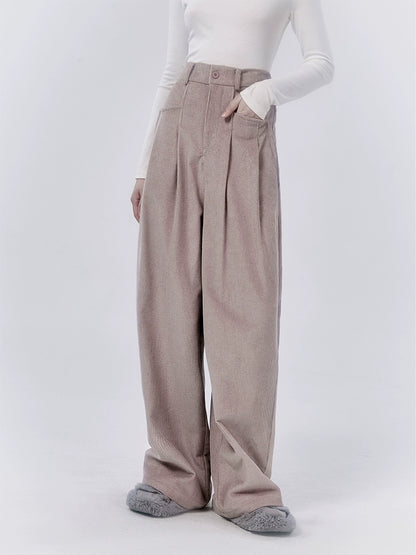 Mist Pink/Gray Corduroy High Waist Wide Leg Pants