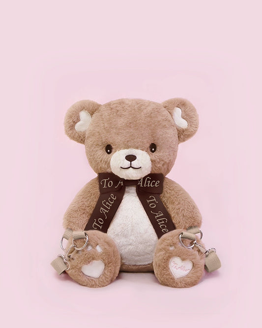 P42617 Retro Lazy Bear Small Fur Backpack