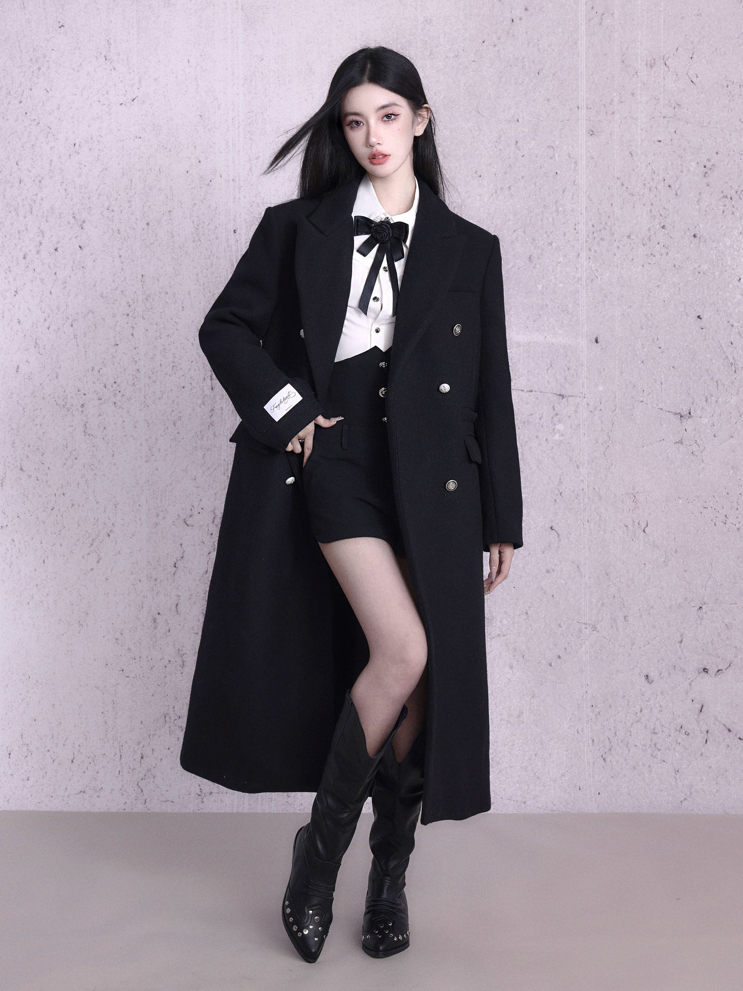 Korean Academy 50 Wool Double Breasted Long Coat