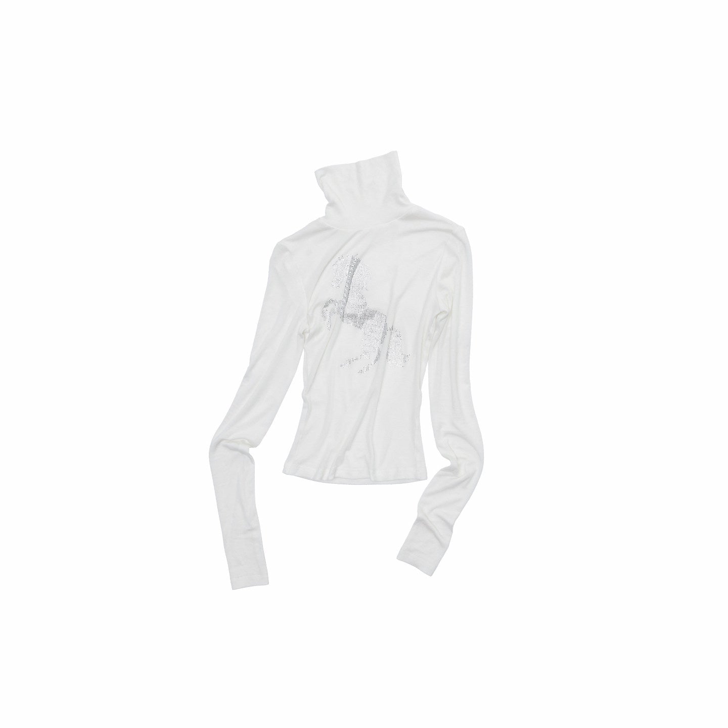 Rhinestone Mock-Neck Knit Top