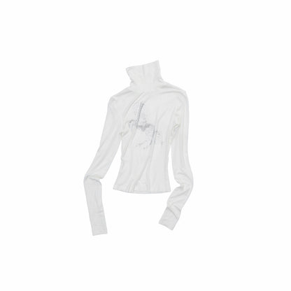Rhinestone Mock-Neck Knit Top
