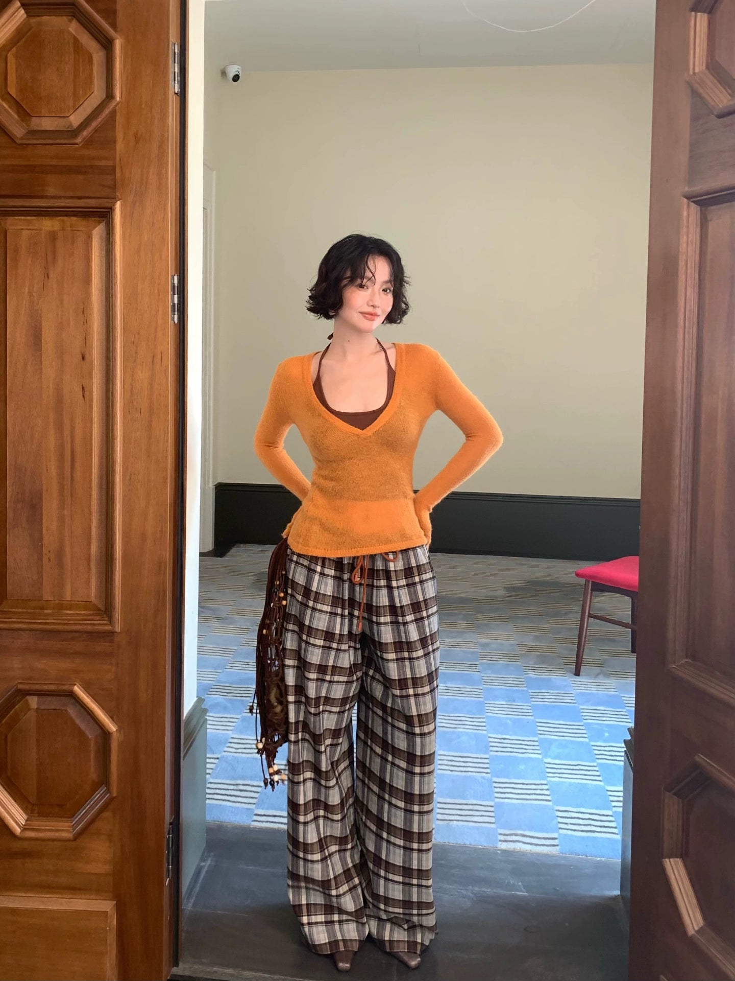 Floating Forest Plaid Drawstring Trousers – Hong Kong Retro Autumn Casual