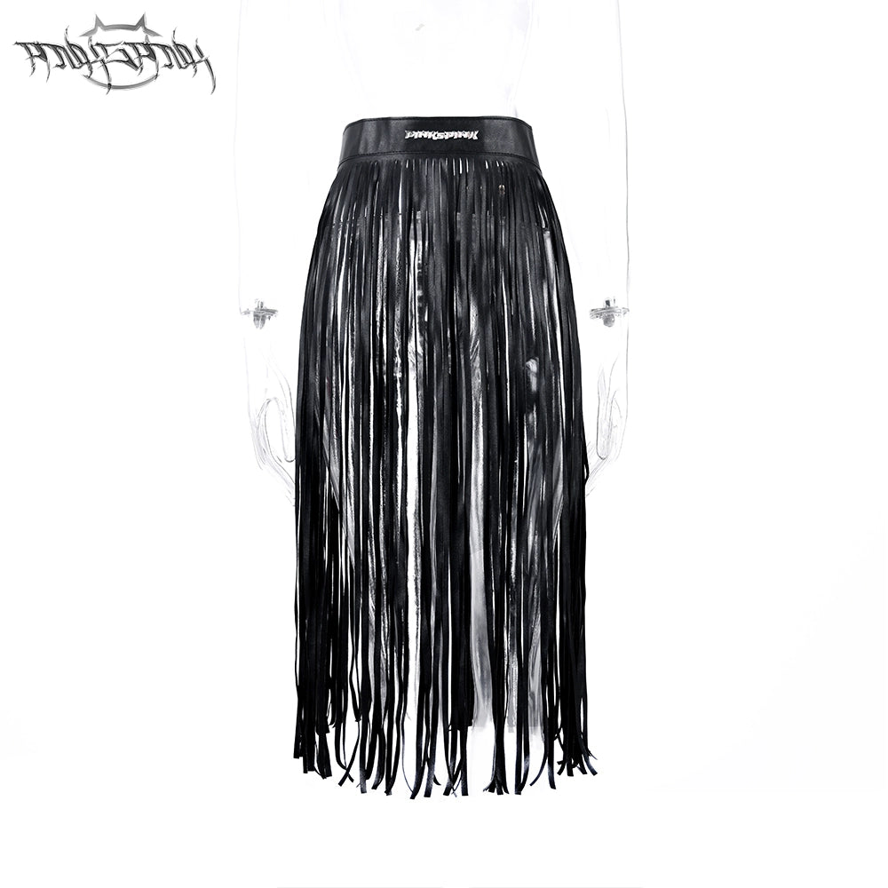 PU Tassel Short Skirt