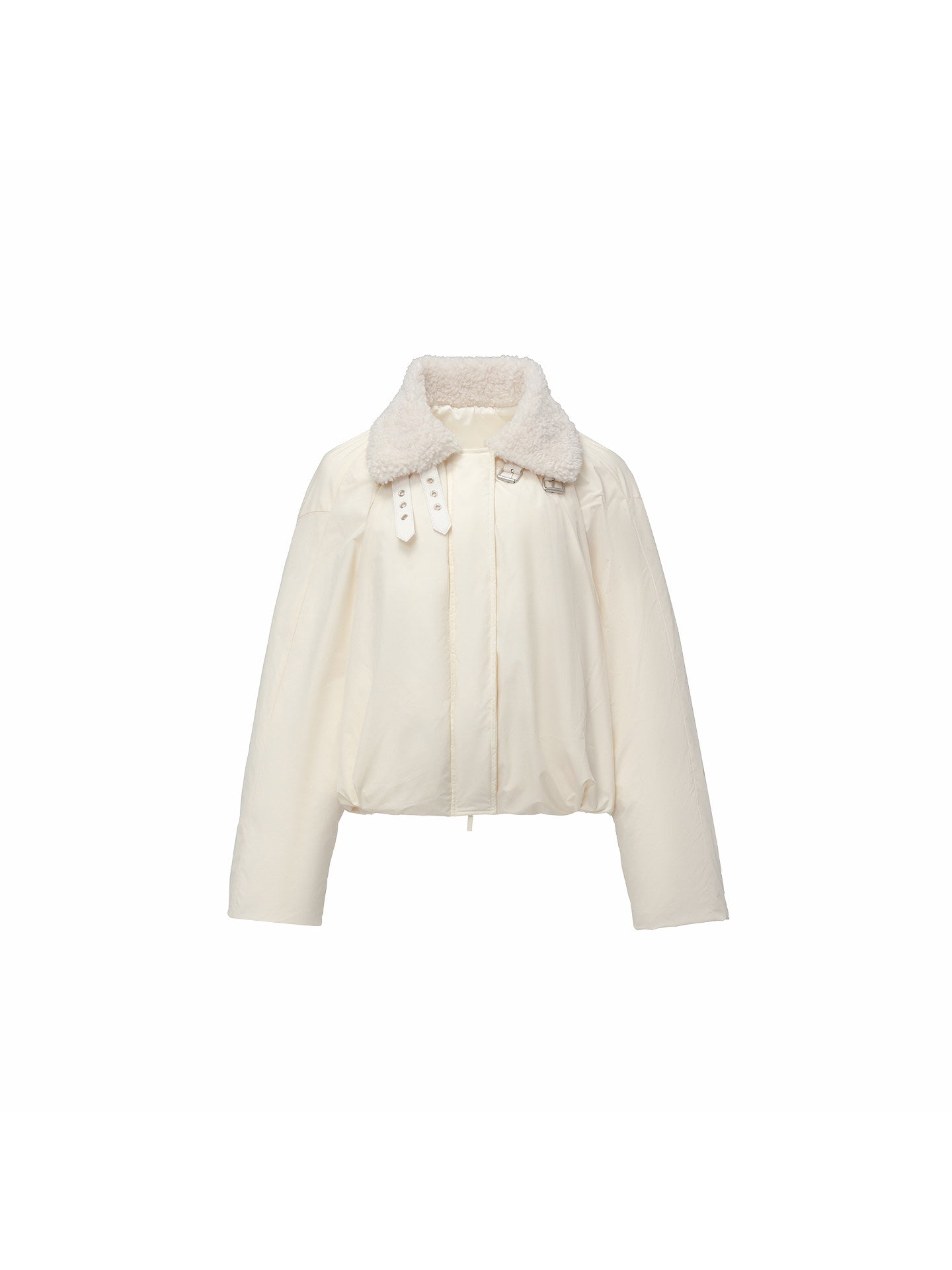 Belted Faux Shearling Puffer Jacket