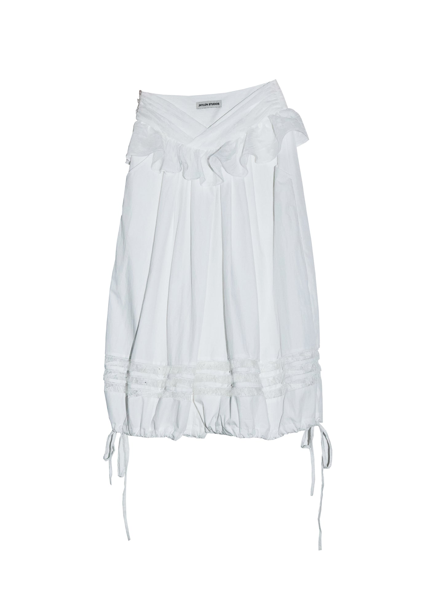 Ruffle Faux Two-Piece Balloon Pants | Relaxed White Trousers