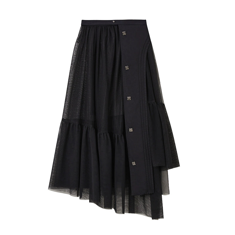 3D Black Mesh Skirt منتفخ