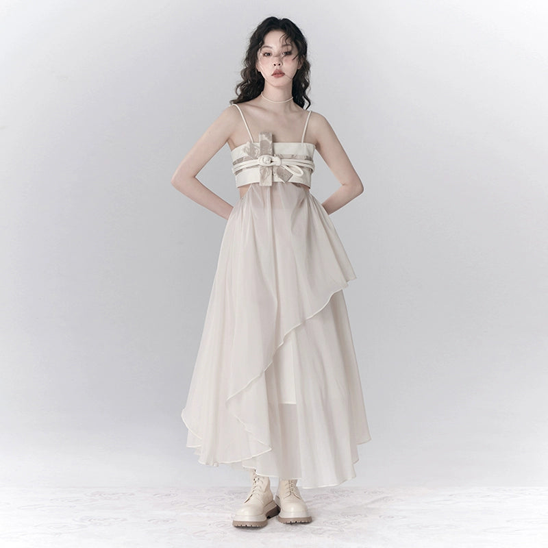 New Chinese Style Bow Knot Button Hanging Dress