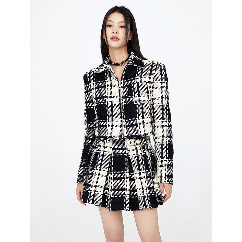 B&W Plaid Tweed Set