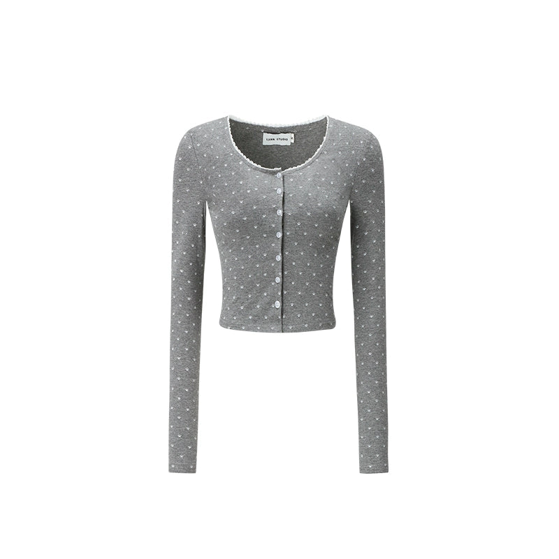 Top cardigan in pizzo slim fit