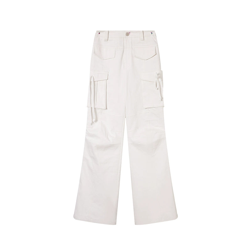 [Yuppie White Pants 2.0] Retro Mid-Waist Straight-Leg Wide-Leg Pants - Women's Work Style