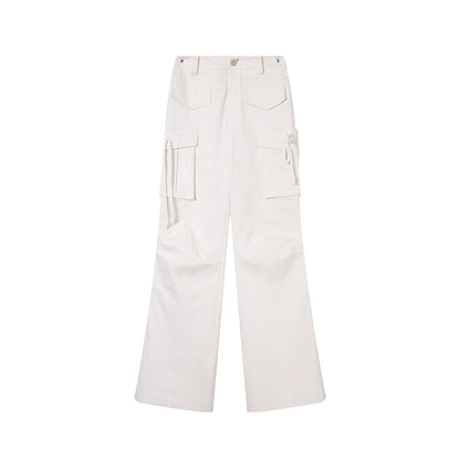 [Yuppie White Pants 2.0] Retro Mid-Waist Straight-Leg Wide-Leg Pants - Women's Work Style