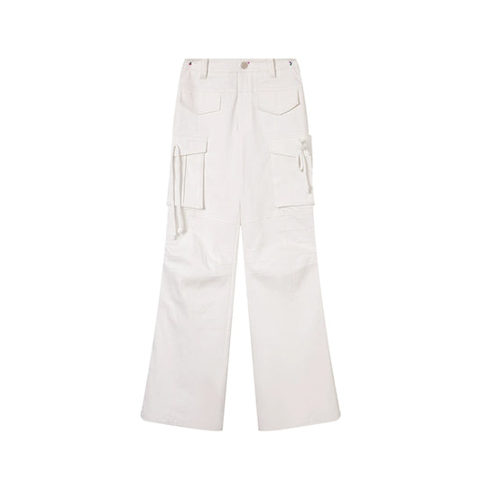 [Yuppie White Pants 2.0] Retro Mid-Waist Straight-Leg Wide-Leg Pants - Women's Work Style