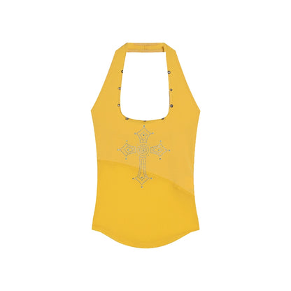 Phuket Diary V-Neck Diamond Mesh Sleeveless Tank Top - Summer Style