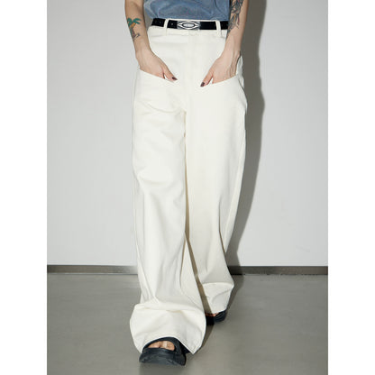Pantaloni tascabili bianchi di base -largo gambe