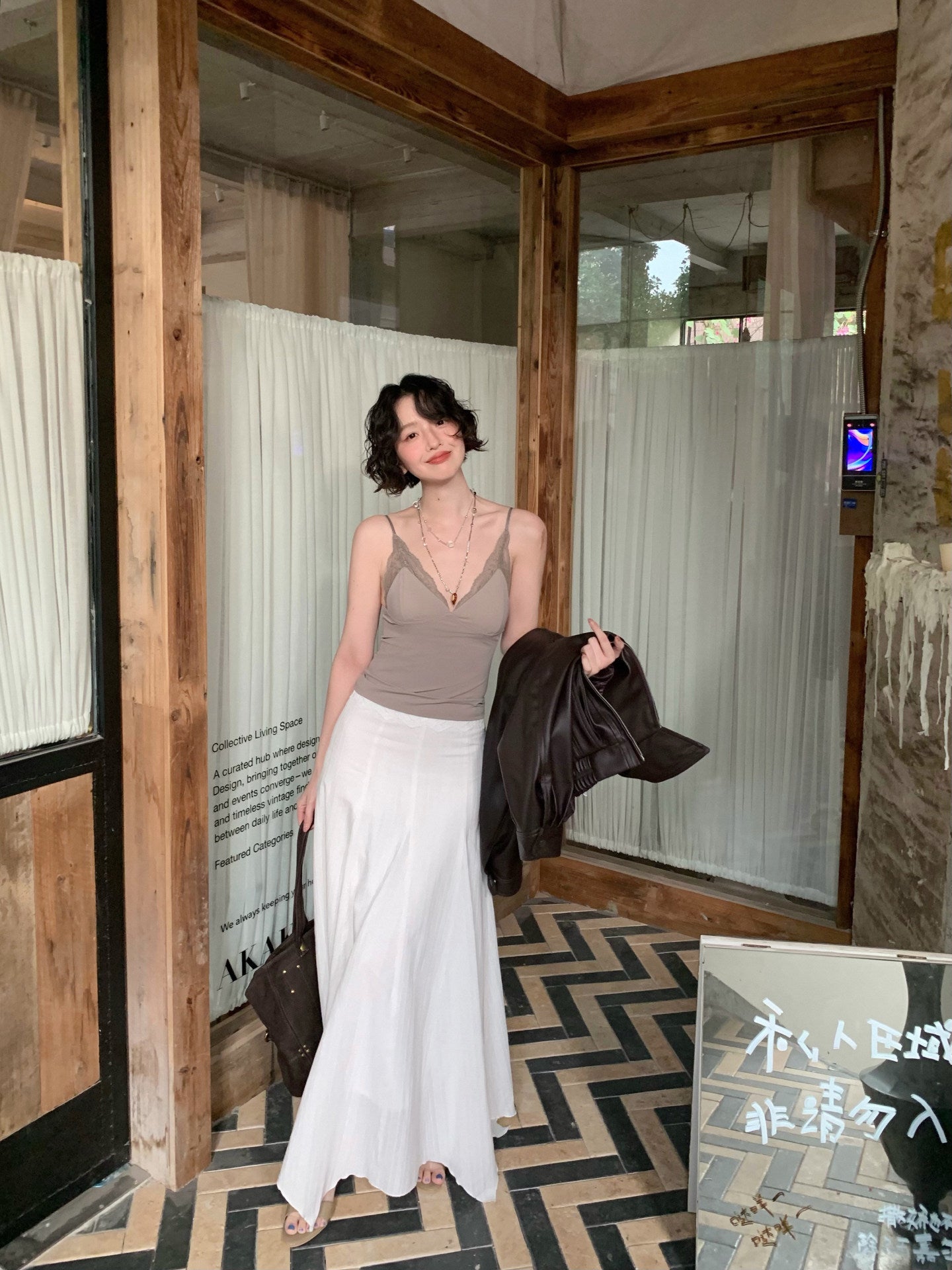 Light Jasmine Asymmetric A-Line Skirt
