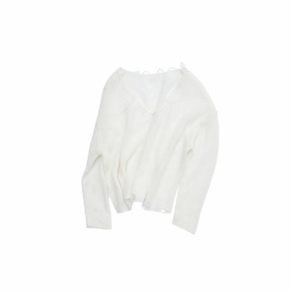 Star Cutout V-Neck Mohair Sweater