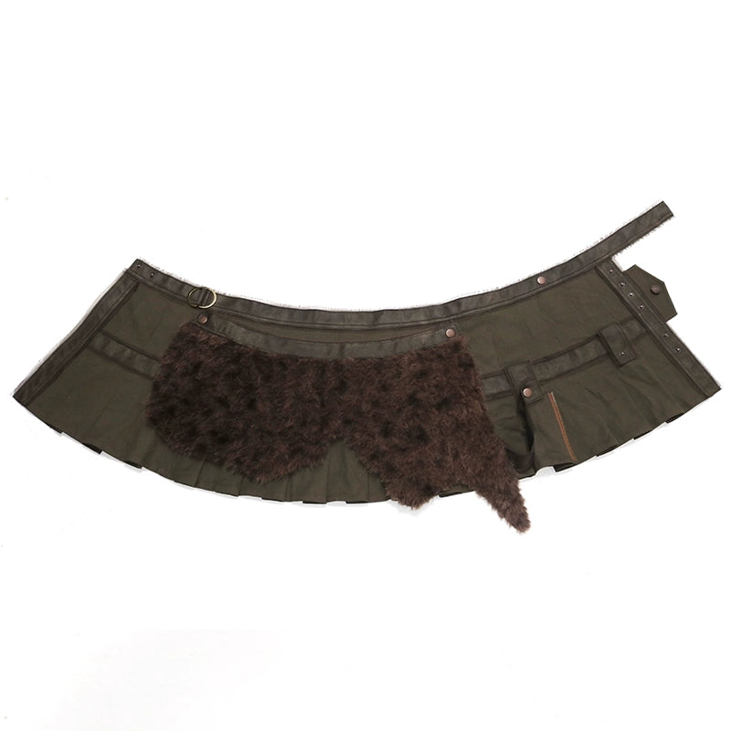Detachable Leather Pleated Skirt – Plush Design Flair