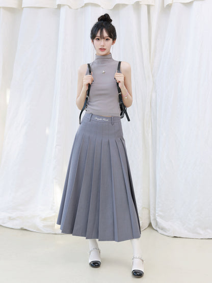 Original Embroidery 4-Color Pleated A-Line Skirt