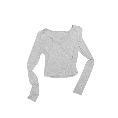 Polka Dot & Cat Paw Lace U-Neck Cardigan – Slim Fit Short Coat for Cute Looks