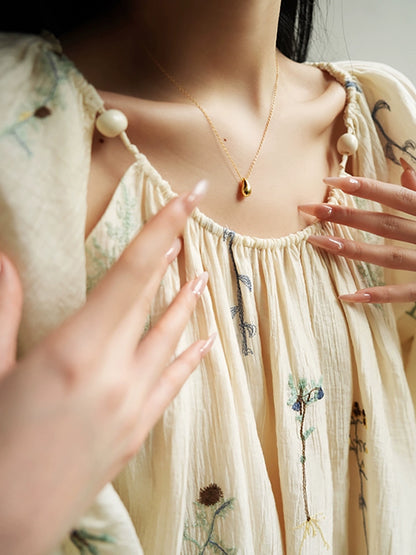 French embroidered Tencel loose dress design sense lazy vacation swing long skirt