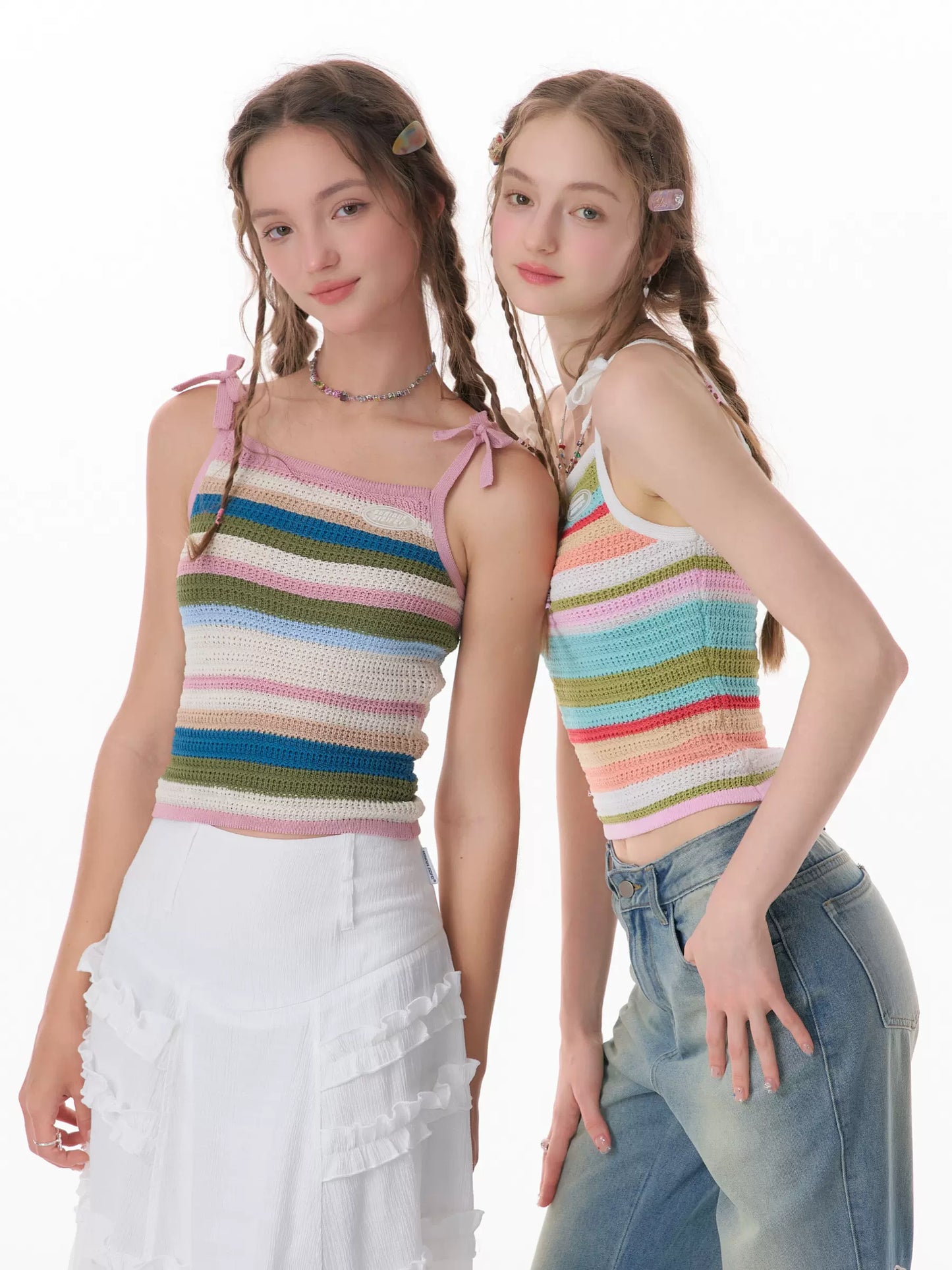 Color Striped Knitted Tank Top | Sleeveless Retro Design for Summer