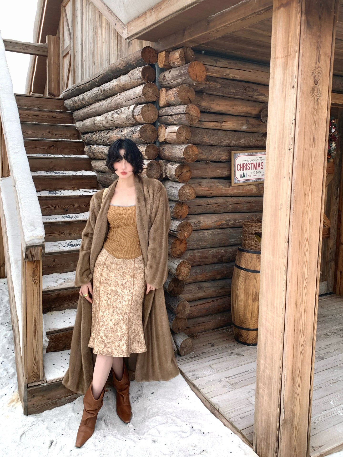 Tan Shiyu Tencel Print Midi Skirt