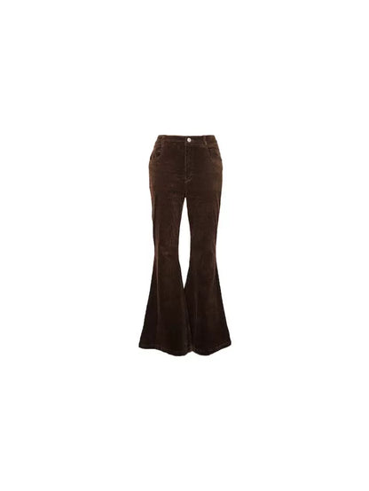 Thickened Corduroy Slim Flared Pants – High-Waisted Elegance